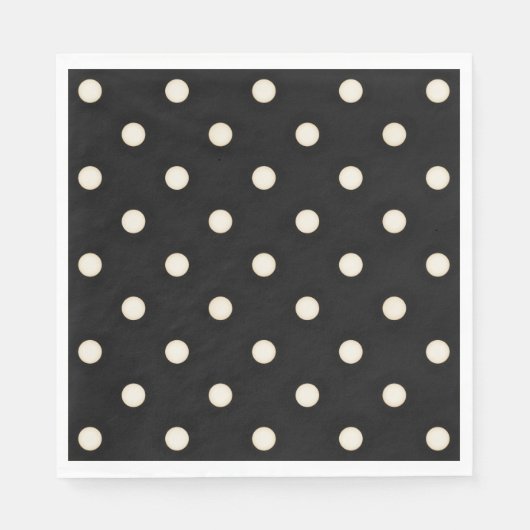 Big Polka Dots Antikes Weiß und Schwarz Serviette (Vorderseite)