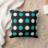 Big Polka Dots Aquamarin Schwarz und Weiß Kissen (Decke)