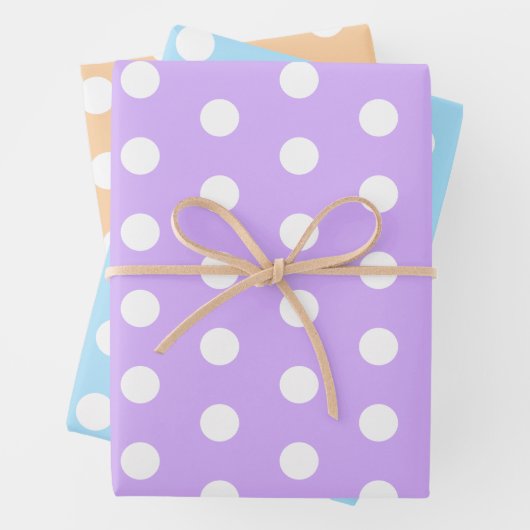Big Polka Dots Lavender, Blau-Orange-Muster Geschenkpapier Set (Beispiel)