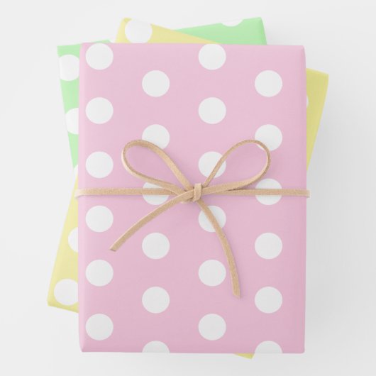 Big Polka Dots Pink, Grün und Gelb Muster Geschenkpapier Set (Beispiel)