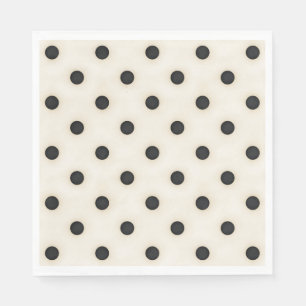 Big Polka Dots Schwarz und Antikes Weiß Serviette
