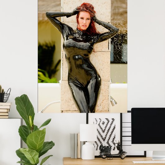 BIG POSTER - SCHWARZE LATEX KATSUIT - Bianca Beauc (Heimbüro)