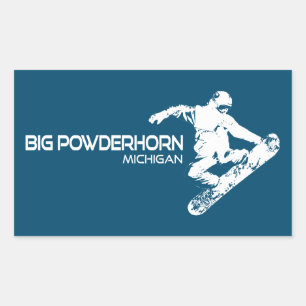 Big Powderhorn Mountain Michigan Snowboarder Rechteckiger Aufkleber