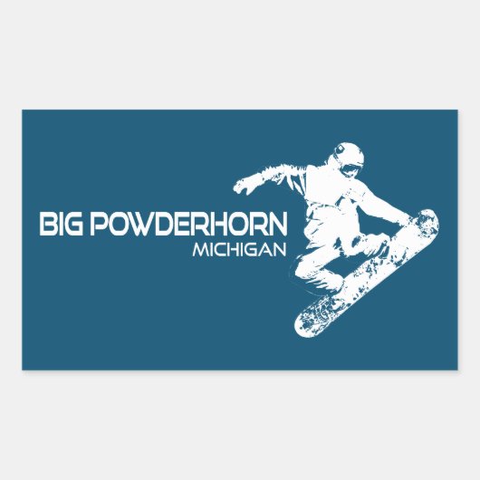 Big Powderhorn Mountain Michigan Snowboarder Rechteckiger Aufkleber (Vorderseite)