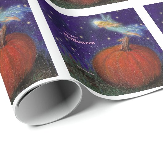 Big Pumpkin Fairy Custom Halloween Geschenkpapier (Rolleneckpunkt)