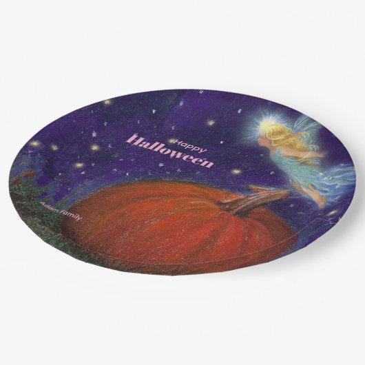 Big Pumpkin Fairy Custom Halloween Pappteller (Schrägansicht)