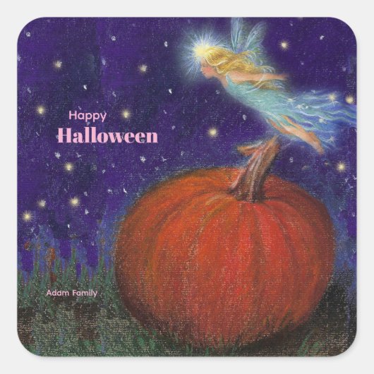 Big Pumpkin Fairy Custom Halloween Quadratischer Aufkleber (Vorderseite)