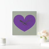 Big Purple Heart Design Wall Clock Quadratische Wanduhr (Zuhause)