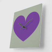 Big Purple Heart Design Wall Clock Quadratische Wanduhr (Winkel)