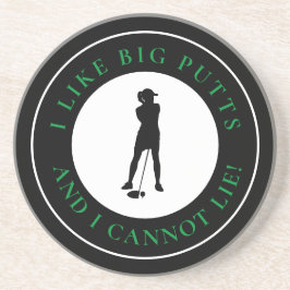 Big Putts Funny Lady Golfer Modern Black Green Getränkeuntersetzer