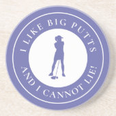 Big Putts Funny Lady Golfer Modernes Blau Getränkeuntersetzer (Vorne)