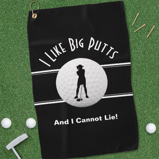 Big Putts Golfer Sport Spaß für ihr schwarzes Nied Golfhandtuch