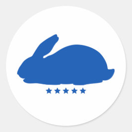 Big Rabbit Silloute in Blau Runder Aufkleber