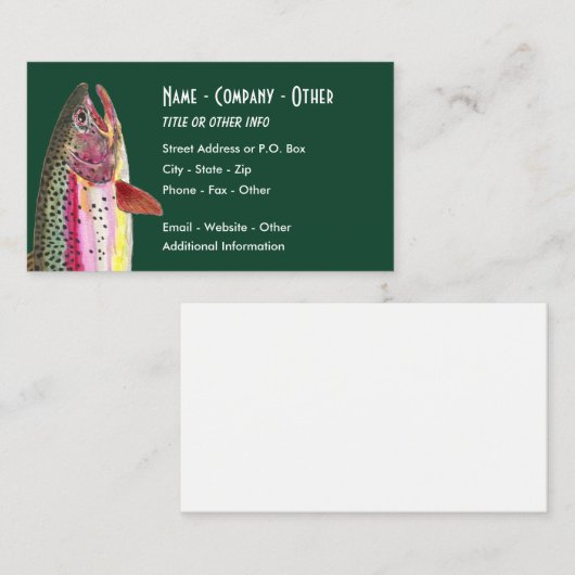 Big Rainbow Foreut Fly Fisherman Visitenkarte (Vorne/Hinten)
