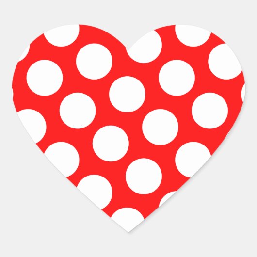 Big Red and White Polka Dots Herz-Aufkleber (Vorderseite)