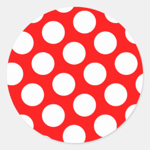 Big Red and White Polka Dots Runder Aufkleber
