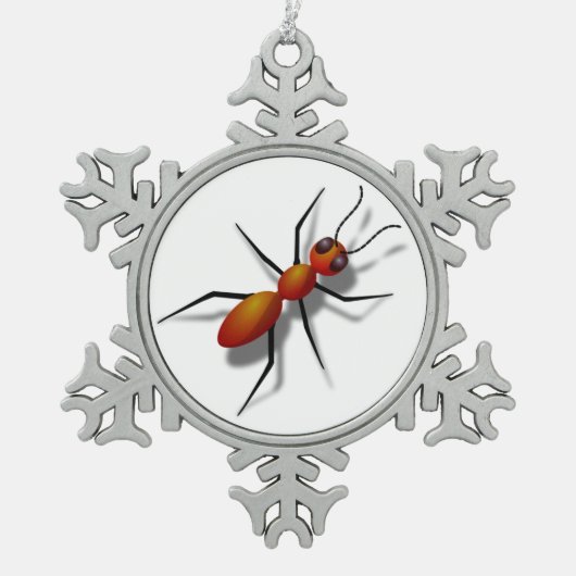 Big Red Ant Schneeflocken Zinn-Ornament (Vorderseite)