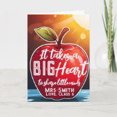 Big RED Apfel benötigt eine große Herz Lehrer Kart Dankeskarte (Vorderseite)