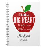 Big Red Apfel Big heart Lehrer Weihnachtsgeschenk Notizblock (Vorderseite)