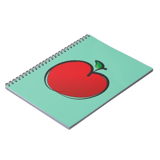 Big Red Apfel Zeichnend auf einem blassgrünen Hint Notizblock (Linke Seite)