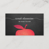 Big Red Apple Chalkboard School Lehrer Visitenkarte (Vorderseite)