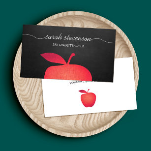 Big Red Apple Chalkboard School Lehrer Visitenkarte