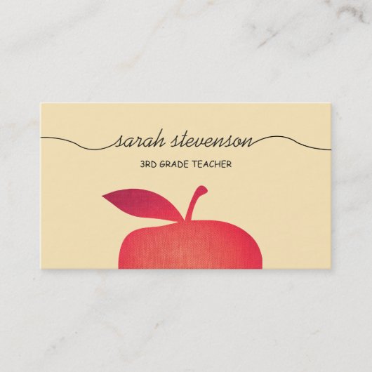 Big Red Apple Elementary School Teacher 3 Visitenkarte (Vorderseite)
