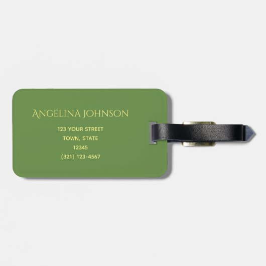 Big Red Apple Gelb Zickzack Muster Mit Monogramm Gepäckanhänger (Rückseite horizontal)