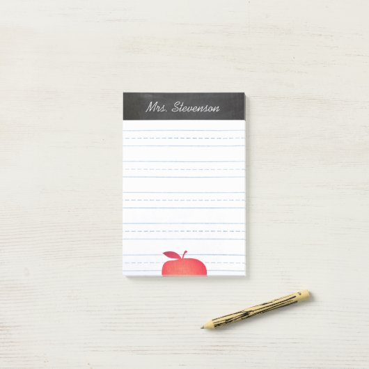 Big Red Apple Grade School Teacher Lined Post-it Klebezettel (Auf Schreibtisch)