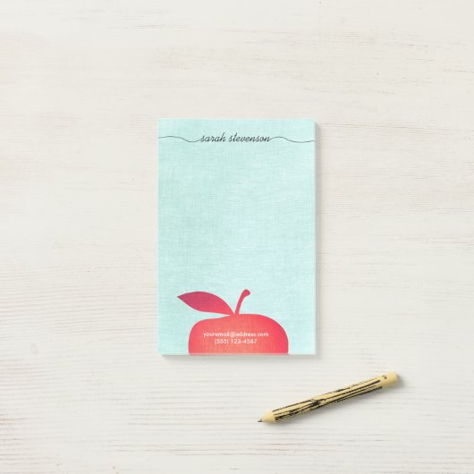 Big Red Apple School Lehrer Bildung Post-it Klebezettel (Auf Schreibtisch)