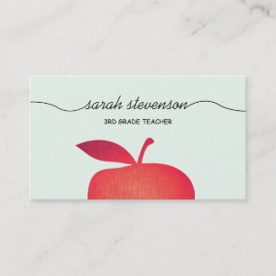 Big Red Apple School Lehrer Light Aqua Blue Visitenkarte