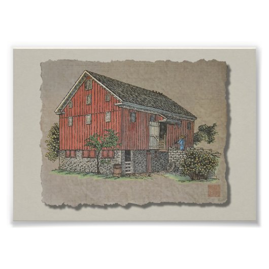 Big Red Bank Barn Fotodruck (Vorne)