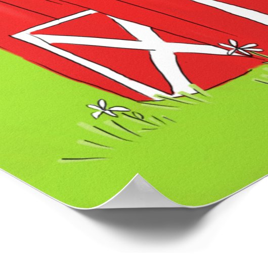 Big Red Barn w Wolken Poster (Ecke)