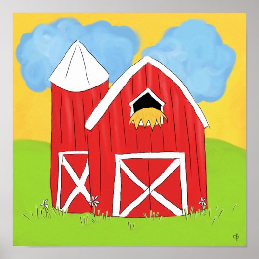 Big Red Barn w Wolken Poster (Vorne)