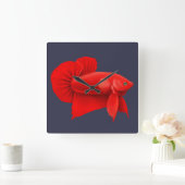 Big Red Betta Fish Plakat Wall Clock Quadratische Wanduhr (Zuhause)