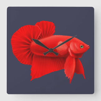 Big Red Betta Fish Plakat Wall Clock Quadratische Wanduhr