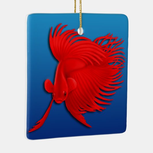 Big Red Betta Splendens Keramikornament (Rechts)