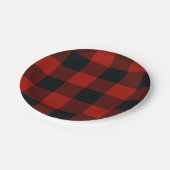 Big Red & Black Checkered Squares Buffalo Kariert Pappteller (Schrägansicht)