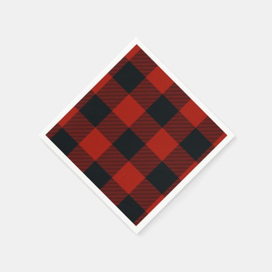 Big Red & Black Checkered Squares Buffalo Kariert Serviette (Ecke)