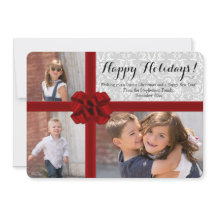 Big Red Bow 3 Foto Weihnachtskarte