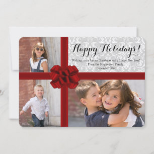 Big Red Bow 3 Foto Weihnachtskarte Feiertagskarte