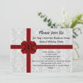 Big Red Bow Holiday Office-Party Einladungen (Stehend Vorderseite)