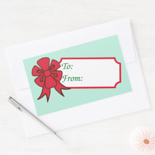 Big Red Bow Weihnachtsgeschenke Tag Labels Rechteckiger Aufkleber