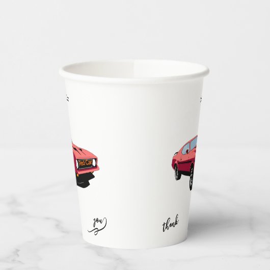 Big Red Car Custom Text Party Cup Pappbecher (Links)
