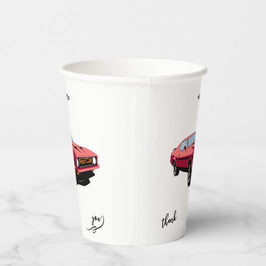 Big Red Car Custom Text Party Cup Pappbecher (Rechts)