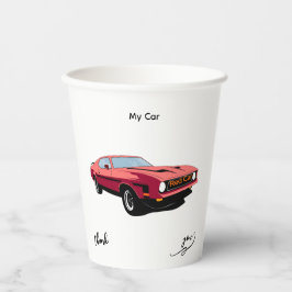 Big Red Car Custom Text Party Cup Pappbecher