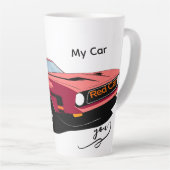 Big Red Car Latte Mug – Custom Text Car Lover  Milchtasse (Rechte Ecke)