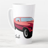 Big Red Car Latte Mug – Custom Text Car Lover  Milchtasse (Linke Ecke)