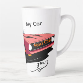Big Red Car Latte Mug – Custom Text Car Lover  Milchtasse