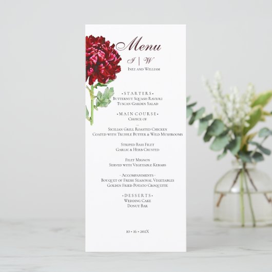 Big Red Chrysanthema 2 Menü Menükarte (Stehend Vorderseite)